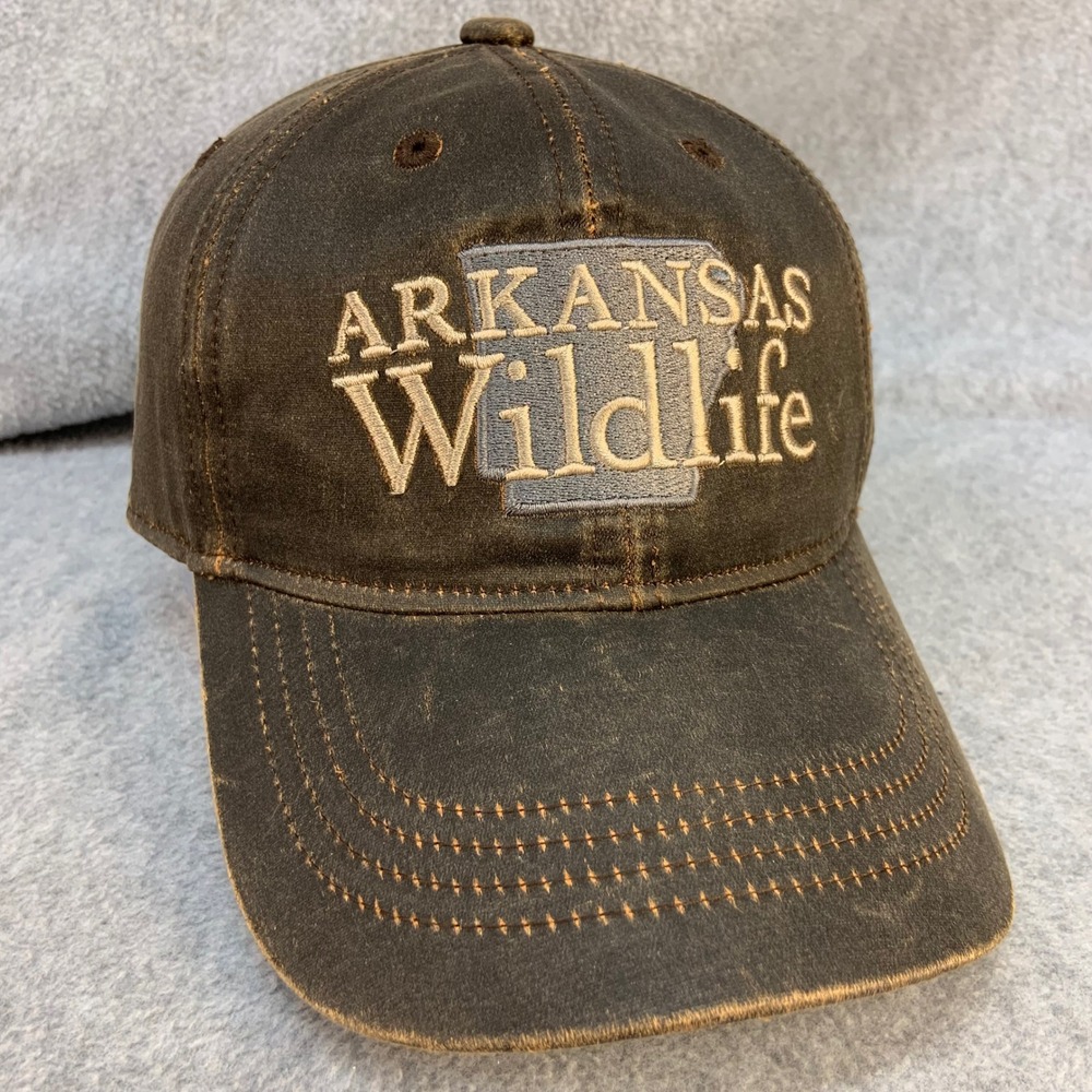 Arkansas Wildlife Mens Brown AGFC Baseball Hat Adjustable Distressed OSFM